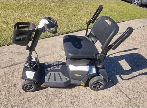 Grey pre-loved mobility scooter, cleaned and serviced